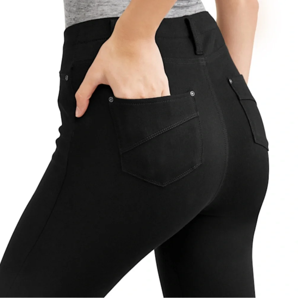 Time and Tru Women's Black Knit Jeggings - Picture 2 of 8